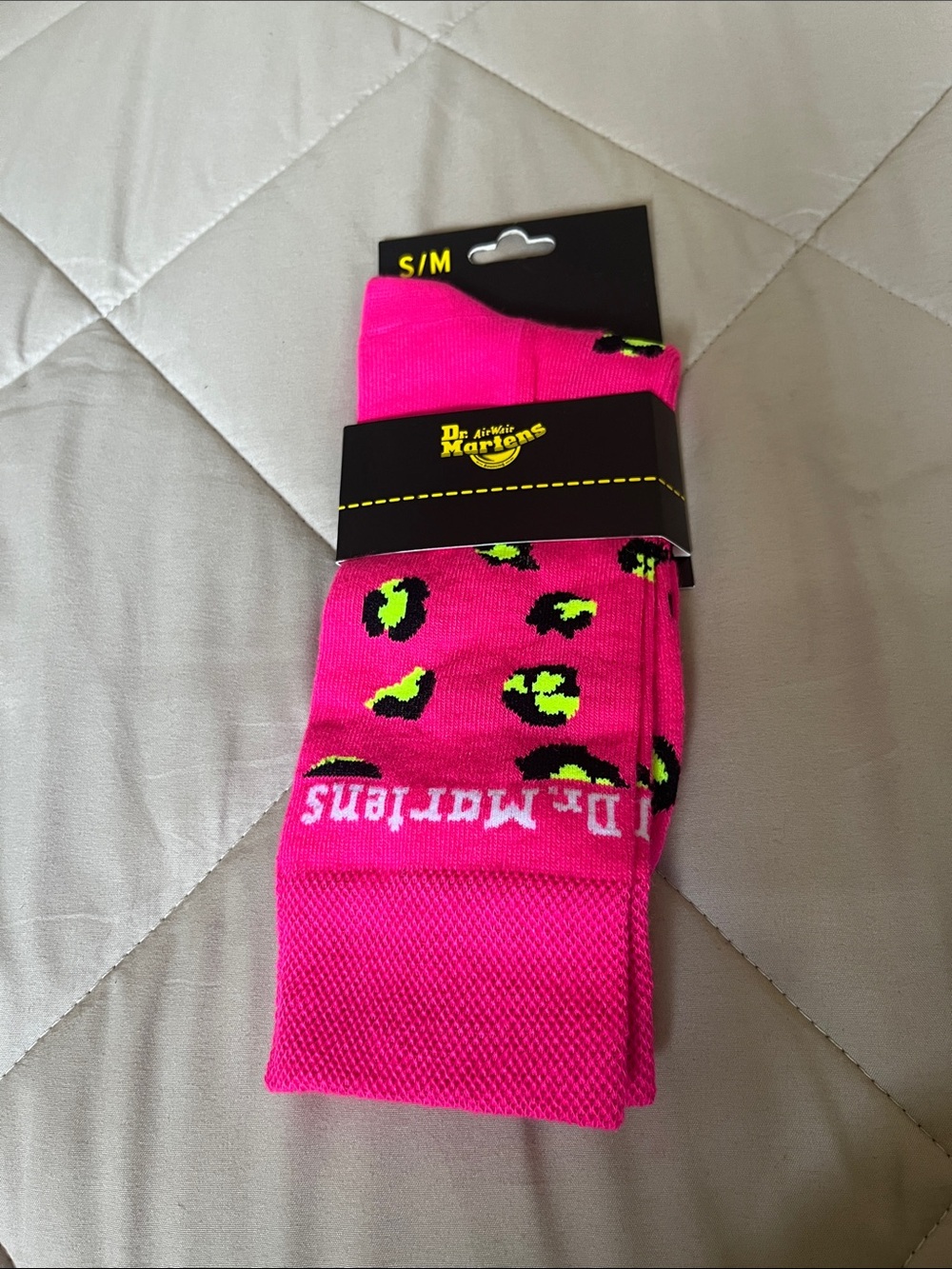 Dr. Martens Hot Pink Leopard Print Crew Socks